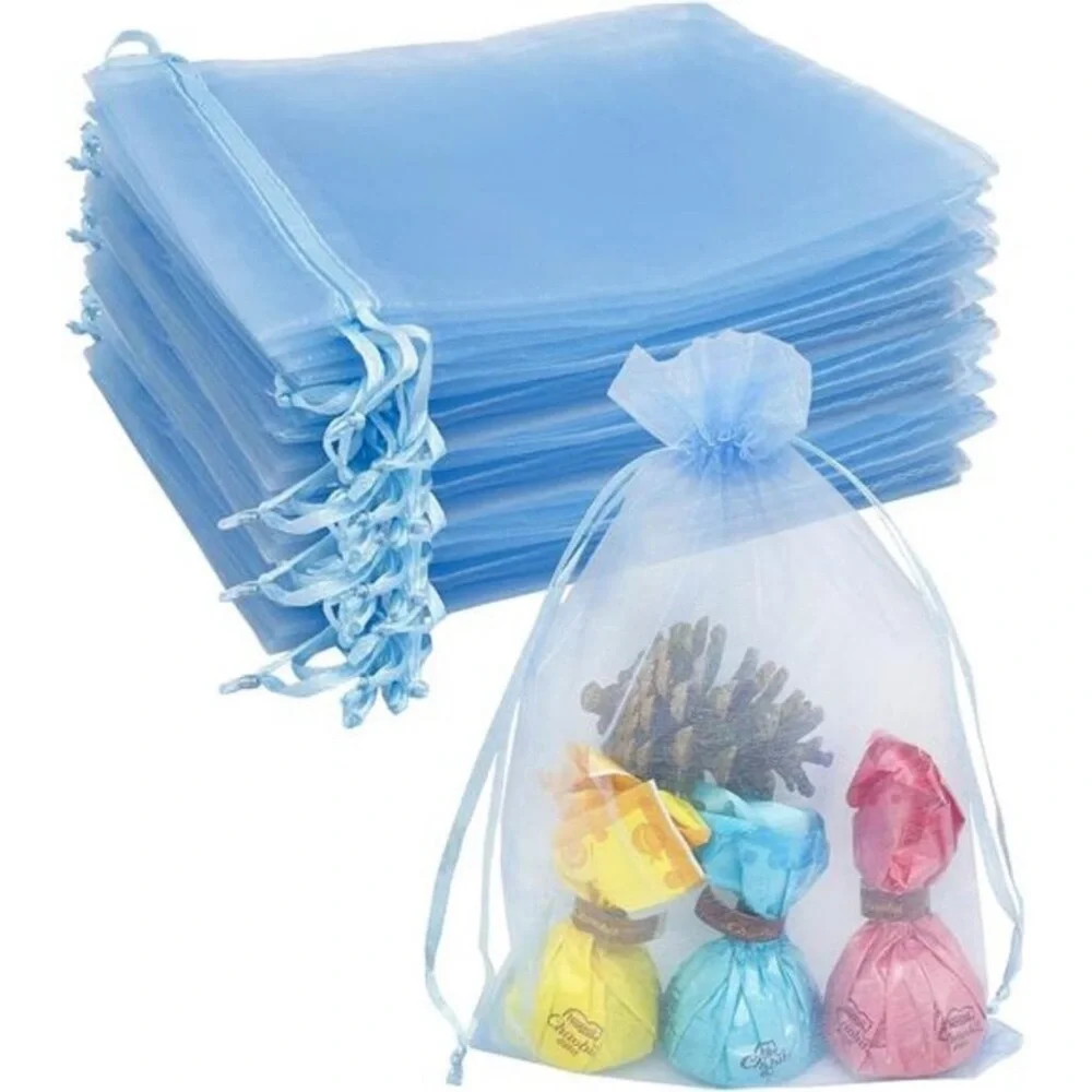 Blue Organza Favor Bags 11 Pack